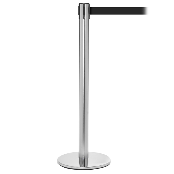 Queue Solutions QueuePro 250, Satin Stainless Steel, 11' Black/Red Horizontal Stripe PRO250SS-BR110